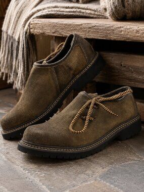 Men’s Brown Bavarian Suede Shoes Oktoberfest Outfit Traditional German Footwear